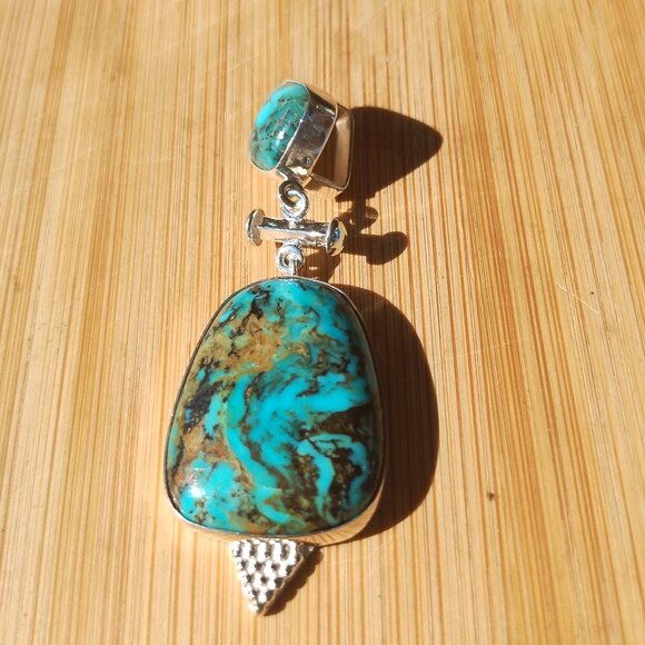 Jay King DTR mine finds Ceremonial Kingman Turquoise slide 925 Sterling Silver - Picture 11 of 15